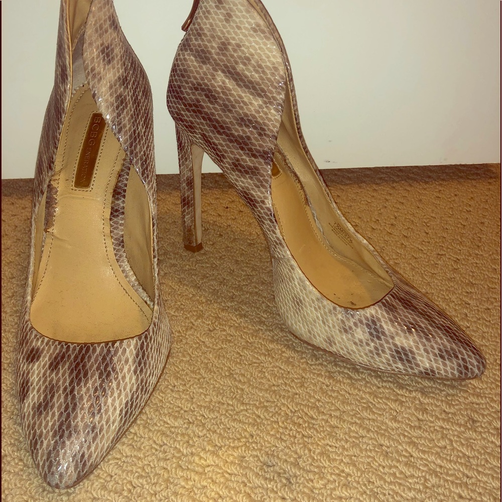 BCBG snakeskin heels